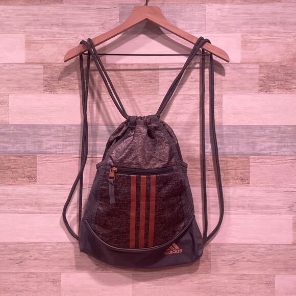 Adidas Alliance 2 Sackpack Gray Bag Backpack Gym Lightweight Drawstring Unisex - Picture 1 of 8